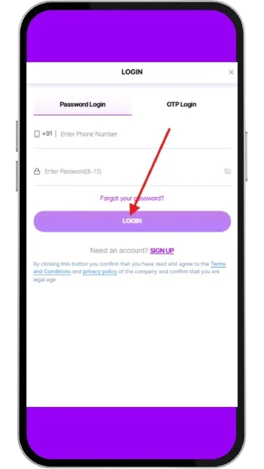 Click on the Login button